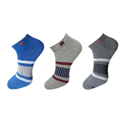 3_Pair Set Unisex Casual Cotton Printed Ankle Length Socks (Multicolor)