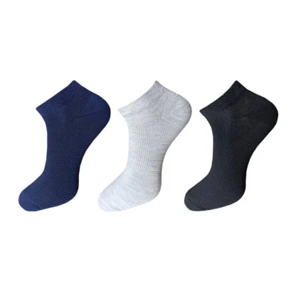 3_Pair Set Unisex Casual Cotton Solid Ankle Length Socks (Multicolor)