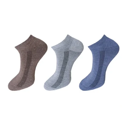 3_Pair Set Unisex Casual Cotton Solid Ankle Length Socks (Multicolor)