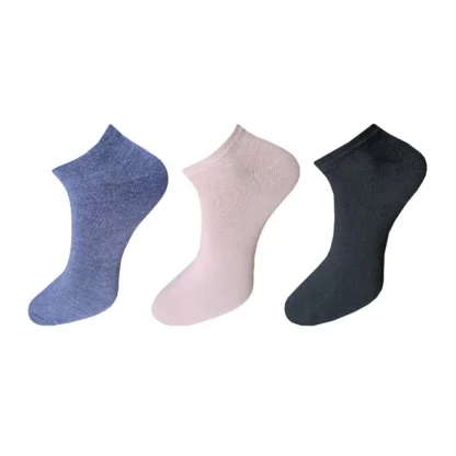 3_Pair Set Unisex Casual Cotton Solid Ankle Length Socks (Multicolor)