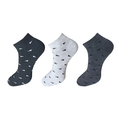 3_Pair Set Unisex Casual Cotton Printed Ankle Length Socks (Multicolor)