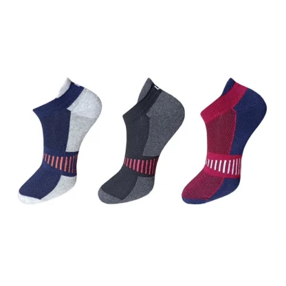 3_Pair Set Unisex Casual Cotton Striped Ankle Length Socks (Multicolor)