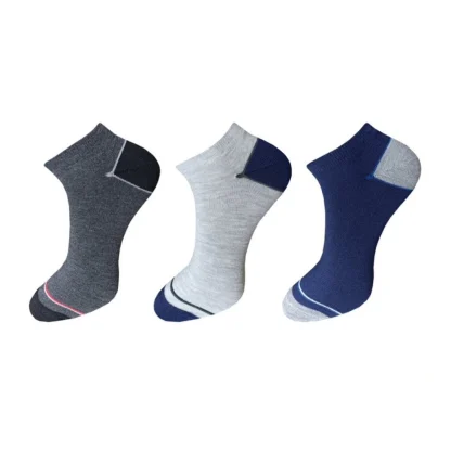 3_Pair Set Unisex Casual Cotton Solid Ankle Length Socks (Multicolor)