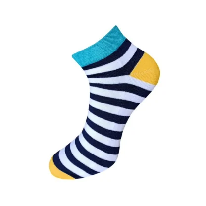 3_Pair Set Unisex Casual Cotton Striped Ankle Length Socks (Multicolor) - Image 2