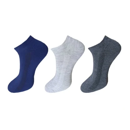 3_Pair Set Unisex Casual Cotton Solid Ankle Length Socks (Multicolor)