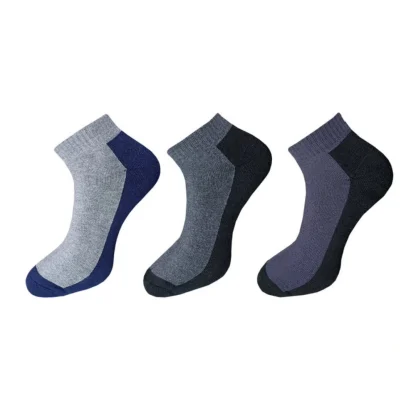 3_Pair Set Unisex Casual Cotton Solid Ankle Length Socks (Multicolor)