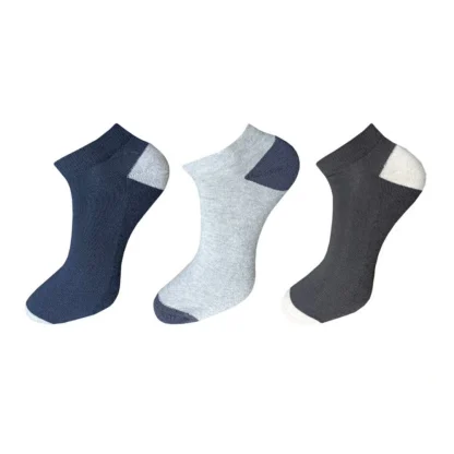 3_Pair Set Unisex Casual Cotton Solid Ankle Length Socks (Multicolor)