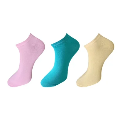 3_Pair Set Unisex Casual Cotton Solid Ankle Length Socks (Multicolor)