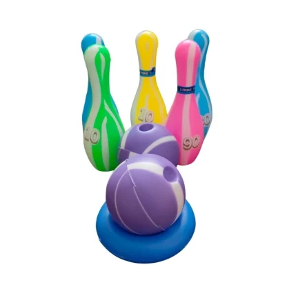 Junior Bowling Set With 5 Bottles 2 Balls And 1 Ball Stand Ring |   Plastic  |   Toys| 1+ Years - Image 2