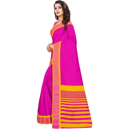 Women's Jacquard Woven Saree With Unstitched Blouse 5.5Mtr (Pink) - Image 2