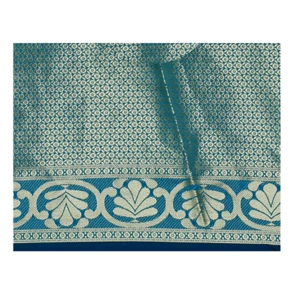 Women's Jacquard Woven Saree With Unstitched Blouse 5.5Mtr (Dark Blue) - Image 2