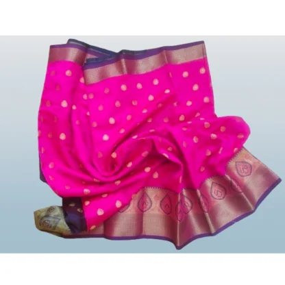 Women's Silk Blend Woven Saree With Unstitched Blouse 5.5Mtr (Pink) - Image 3