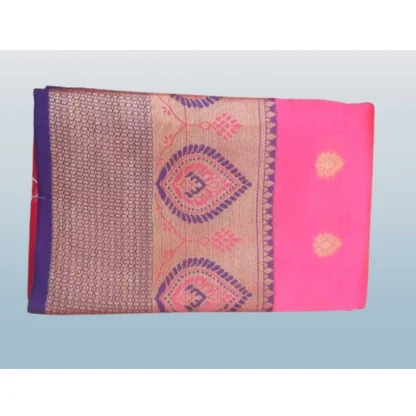 Women's Silk Blend Woven Saree With Unstitched Blouse 5.5Mtr (Pink) - Image 2