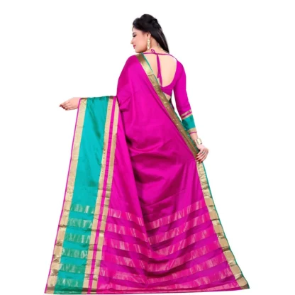 Women's Jacquard Woven Saree With Unstitched Blouse 5.5Mtr (Pink) - Image 5