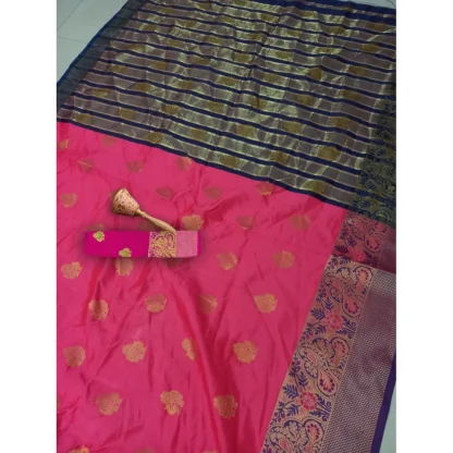 Women's Silk Blend Woven Saree With Unstitched Blouse 5.5Mtr (Multicolor) - Image 4