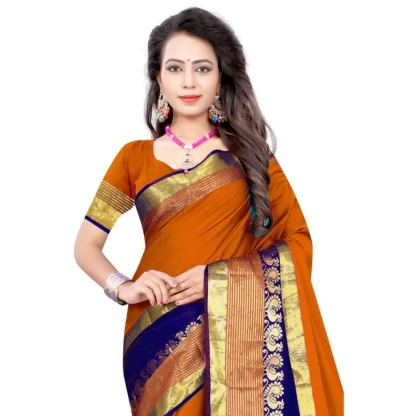 Women's Jacquard Woven Saree With Unstitched Blouse 5.5Mtr (Multicolor) - Image 2