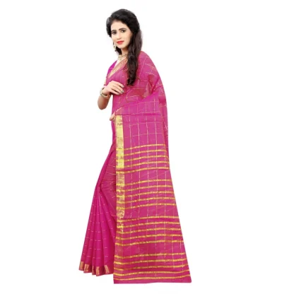 Women's Jacquard Woven Saree With Unstitched Blouse 5.5Mtr (Pink) - Image 4