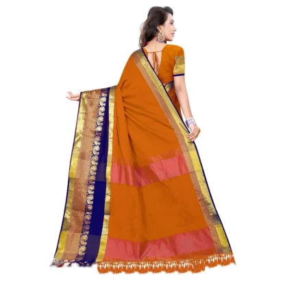 Women's Jacquard Woven Saree With Unstitched Blouse 5.5Mtr (Multicolor) - Image 4