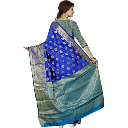 Women's Jacquard Woven Saree With Unstitched Blouse 5.5Mtr (Multicolor) - Image 3