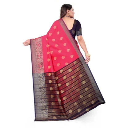 Women's Silk Blend Woven Saree With Unstitched Blouse 5.5Mtr (Multicolor) - Image 2