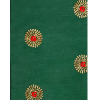 Women's Silk Blend Embroidered Saree With Unstitched Blouse 5.5Mtr (Light Green) - Image 2