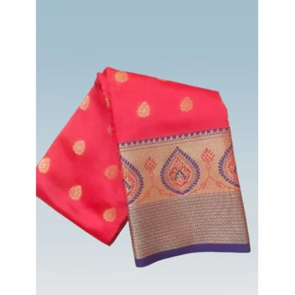 Women's Silk Blend Woven Saree With Unstitched Blouse 5.5Mtr (Red) - Image 4