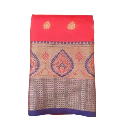 Women's Silk Blend Woven Saree With Unstitched Blouse 5.5Mtr (Red)