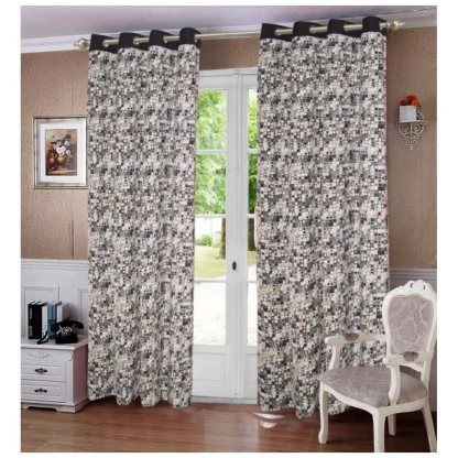 Cotton Printed Curtains (Multicolor, Size: 54x90 In)