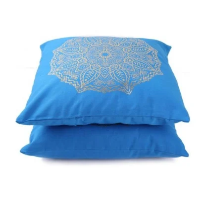 Pack Of_2 Cotton Printed Cushion Cover Sets (Blue, Size: 16x16 In) - Image 4