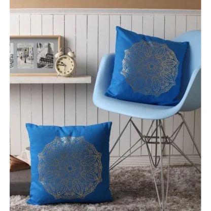 Pack Of_2 Cotton Printed Cushion Cover Sets (Blue, Size: 16x16 In) - Image 3