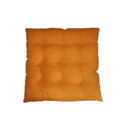 Cotton Blended Solid Chair Cushions (Beige & Orange, Size: 16x16 In) - Image 3