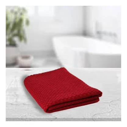 Cotton Popcorn Weave Bath Towels (Red) - Image 3