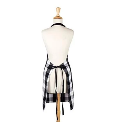 Cotton Checked  Aprons (Black & White, Size: 28x32 In) - Image 3