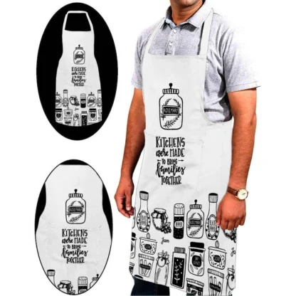 Cotton Printed Aprons (Black & White, Size: 24x31 In)