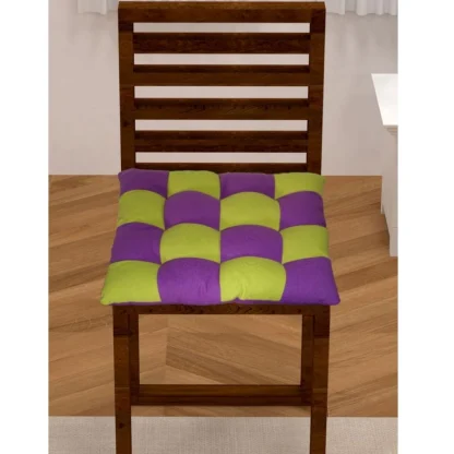 Cotton Blended Solid Chair Cushions (Purple & Green, Size: 16x16 In)