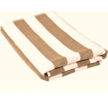 Cotton Striped Bath Towels (Beige & White, Size: 36x71 In) - Image 3