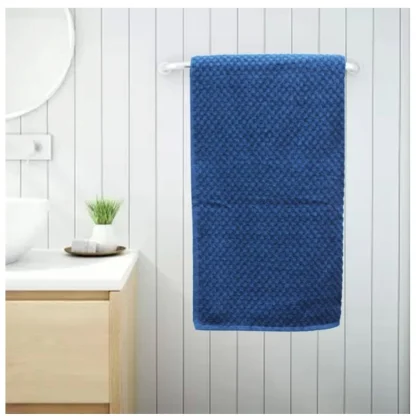 Cotton Popcorn Weave Bath Towels (Blue) - Image 2