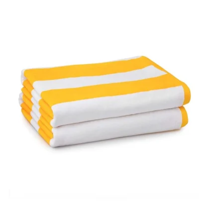 Cotton Solid Bath Towels (Yellow & White, Size: 36x71 In)