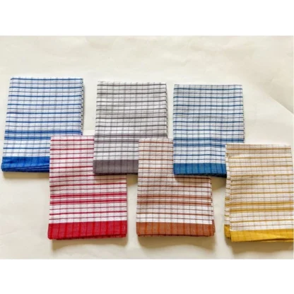 Pack Of_6 Cotton Checkered Kitchen Towel Sets (Multicolor, Size: 18x28 In)