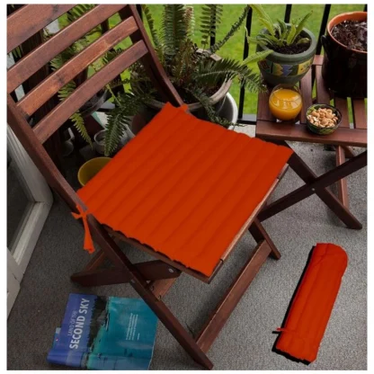 Cotton Blended Solid Chair Cushions (Orange, Size: 16x16 In) - Image 4