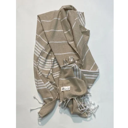 Cotton Striped Bath Towels (Cream, Size: 30x59 In) - Image 3