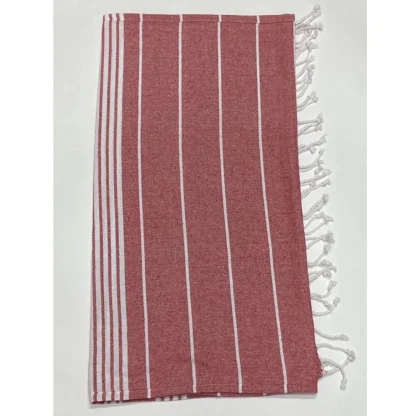 Cotton Striped Bath Towels (Red, Size: 30x59 In) - Image 2