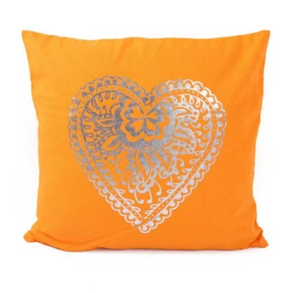 Pack Of_2 Cotton Printed Cushion Cover Sets (Mustard, Size: 16x16 In)