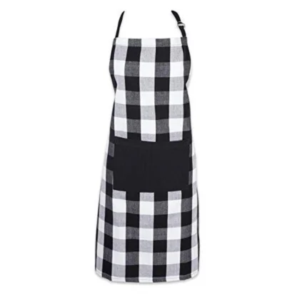 Cotton Checked  Aprons (Black & White, Size: 28x32 In)