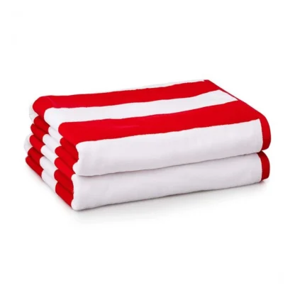 Cotton Striped Bath Towels (Red & White, Size: 36x71 In)