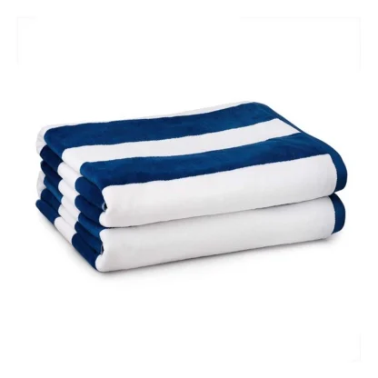 Cotton Solid Bath Towels (Blue & White, Size: 36x71 In)