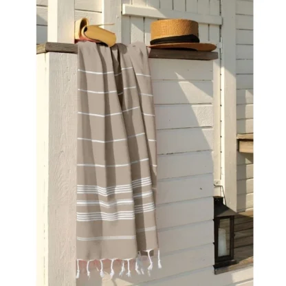 Cotton Striped Bath Towels (Cream, Size: 30x59 In) - Image 4