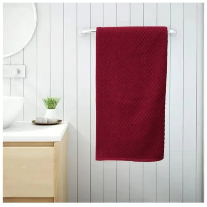 Cotton Popcorn Weave Bath Towels (Maroon) - Image 2