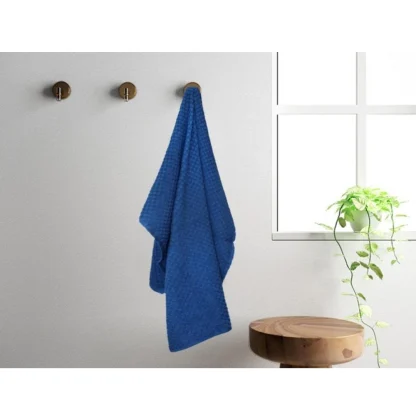 Cotton Popcorn Weave Bath Towels (Blue) - Image 4