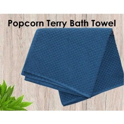 Cotton Popcorn Weave Bath Towels (Blue) - Image 3